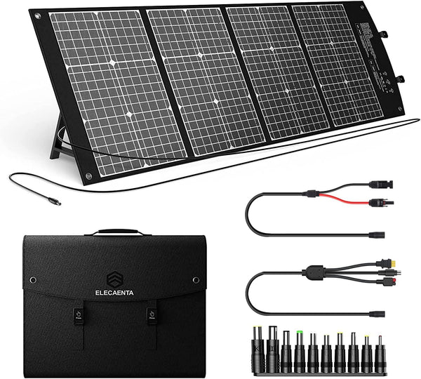 ELECAENTA 60W Foldable Solar Panel ETFE Solar Charger USB-C PD45W QC3.0 DC 18V for Portable Solar Generator Power Station Smartphones Outdoor Power Backup Waterproof Dustproof, 1.6KG