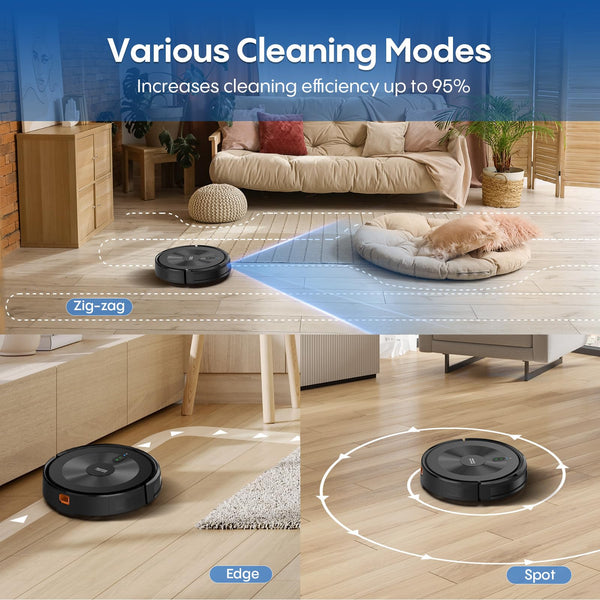 Deenkee Robot Vacuum 4000Pa Strong Suction, Robot Vacuum Cleaner with Mop 7.8cm Ultra-Slim & Schedule & Wifi/APP/Alexa Control, Self-Charging Clean Robot Vacuum and Mop (Light Black)