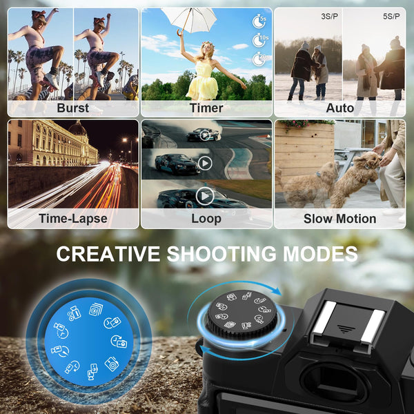 Digital Camera,4K 64MP Cameras for Photography with Beauty Light 180°flip Screen Compact Vlogging photo Camera, 18 Digital Zoom, Adjustable Flashlight