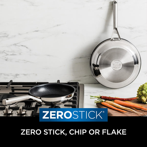 Ninja ZEROSTICK 5-Piece Pan Set, Long Lasting Non Stick,16cm, 18cm & 20cm Saucepans with oven-safe glass lids, 16cm Milk Pan, 24cm Frying Pan, Stainless Steel Cookware C6500UK