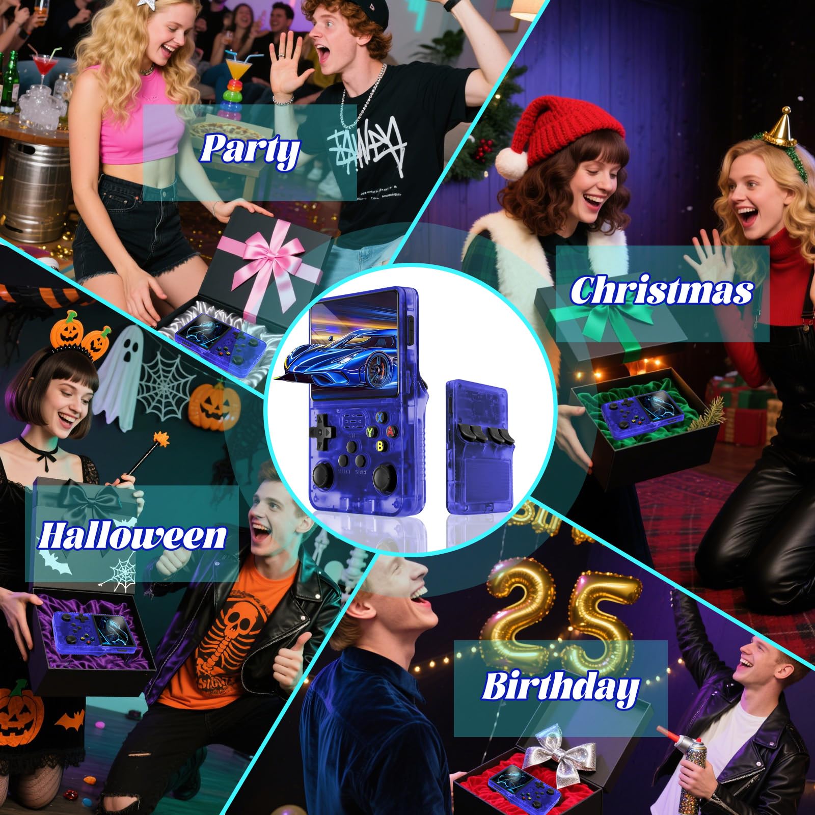 Blidinner R36S Retro Handheld Games Console -With Open Source Linux System,3000mAh Battery,3.5 Inch HD Screen,64G TF Card,20,000+ Classic Games,Portable Mini Game Console for Teens and Adults-Black