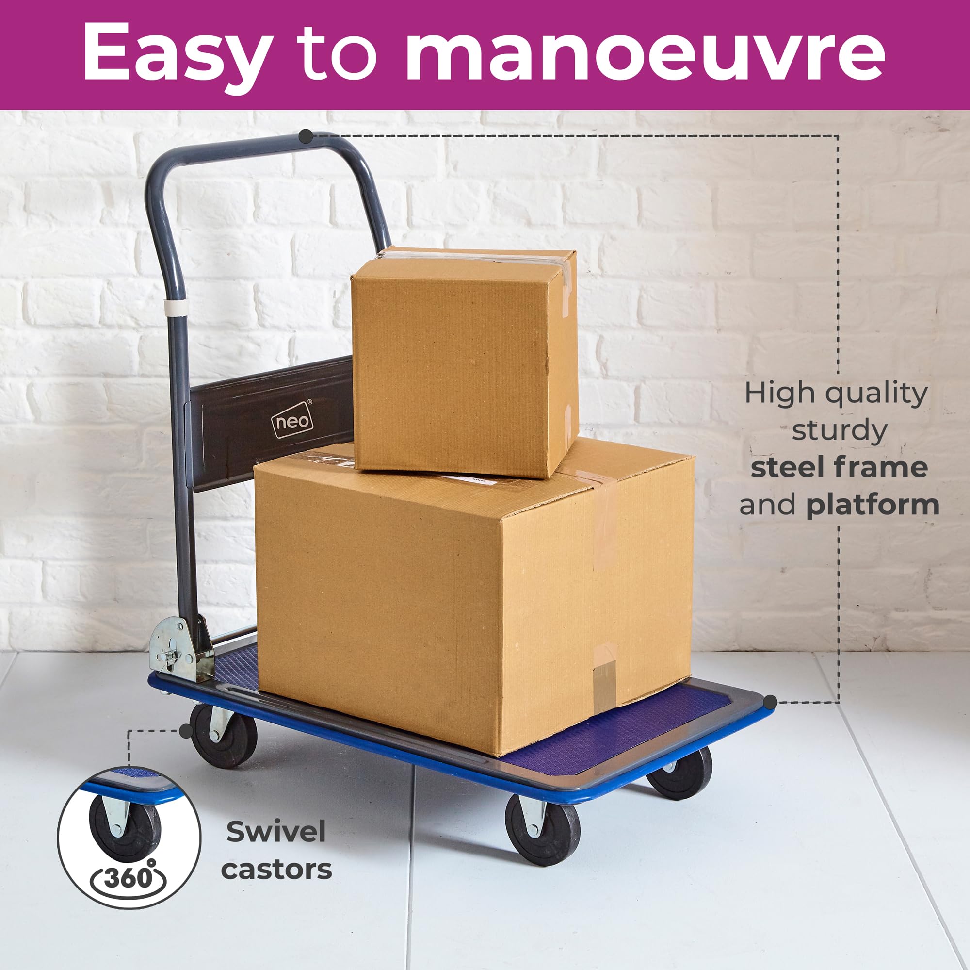 Neo Heavy Duty Aluminium Folding Sack Platform Trolley Hand Truck Barrow Wheels (150 kg)