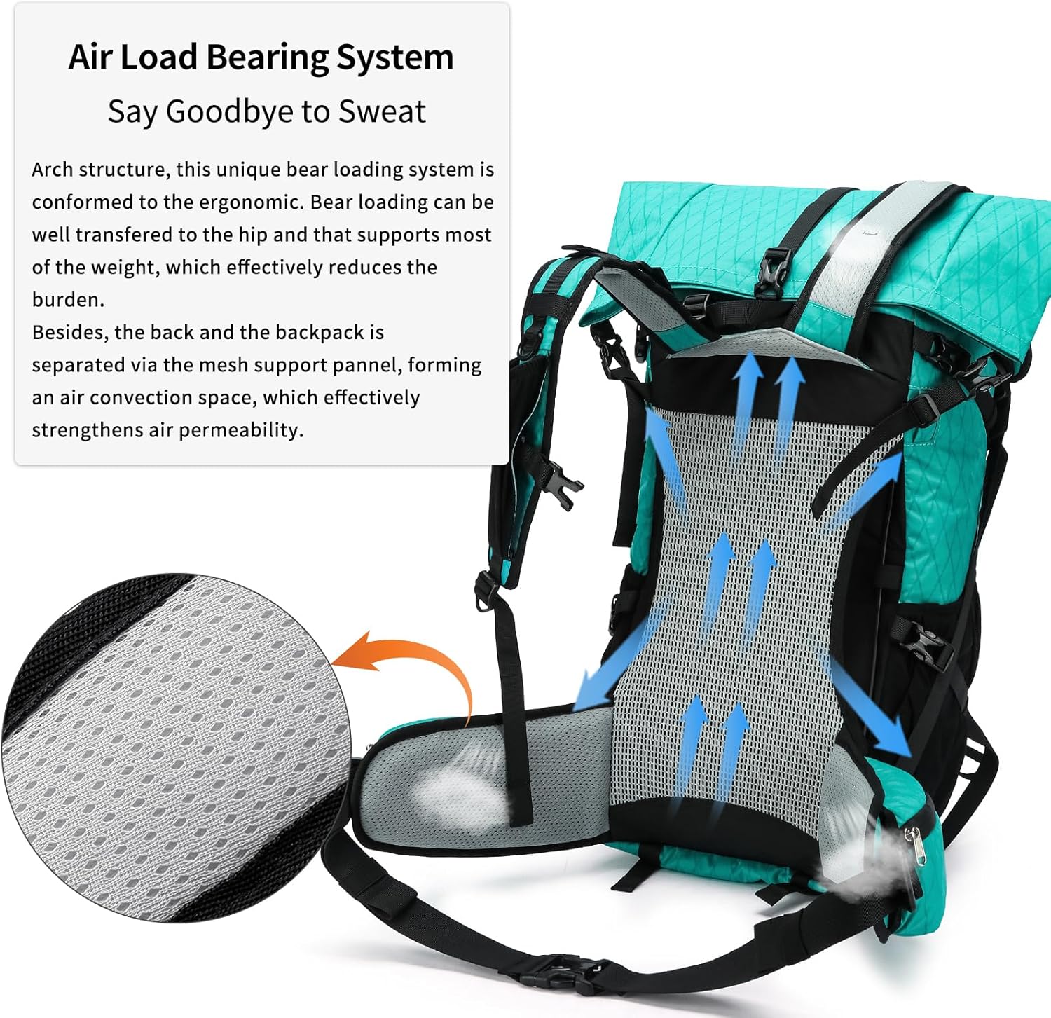 POWER KING 40L Expandable TO 50L Hiking Backpack,Upgraded X-PAC Scratch-proof Lightweight Large Rucksack for Mens Women, Outdoor Roll Top Camping Packsack, Fit for 15.6'' Laptop