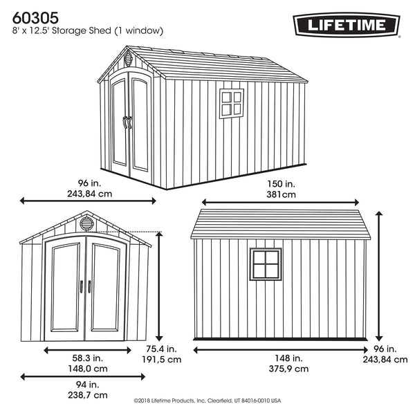 Lifetime 60282 Outdoor Storage Shed, 7 x 12 ft.