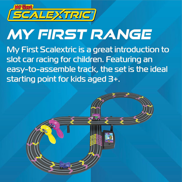 My First Scalextric Racing Track Sets for Kids Ages 3+ - G1187M Batwheels Prank vs Bam Battery Micro Race Car Set, Toy Cars Race Tracks for Boys. Incl. 2x Hand Controllers - Kids Toys Gifts