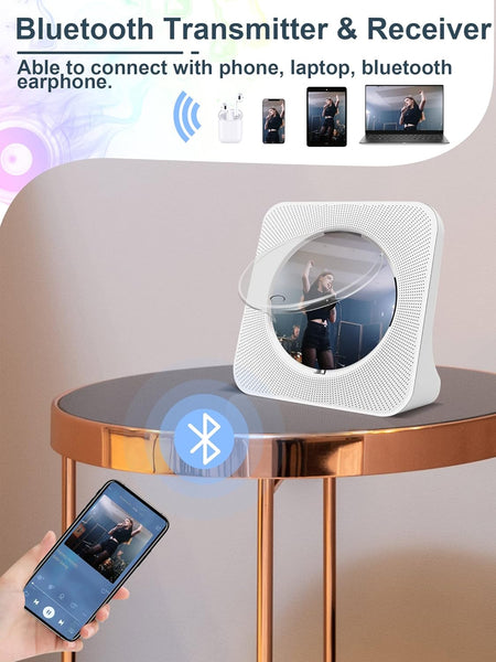 CD Player Portable with Speakers - Homlab Blutooth Desktop CD Players for Home with Dust Cover, FM Radio, Anti-skip Protection, Music Player Home Audio Boombox with LCD Display, Remote, Aux Input