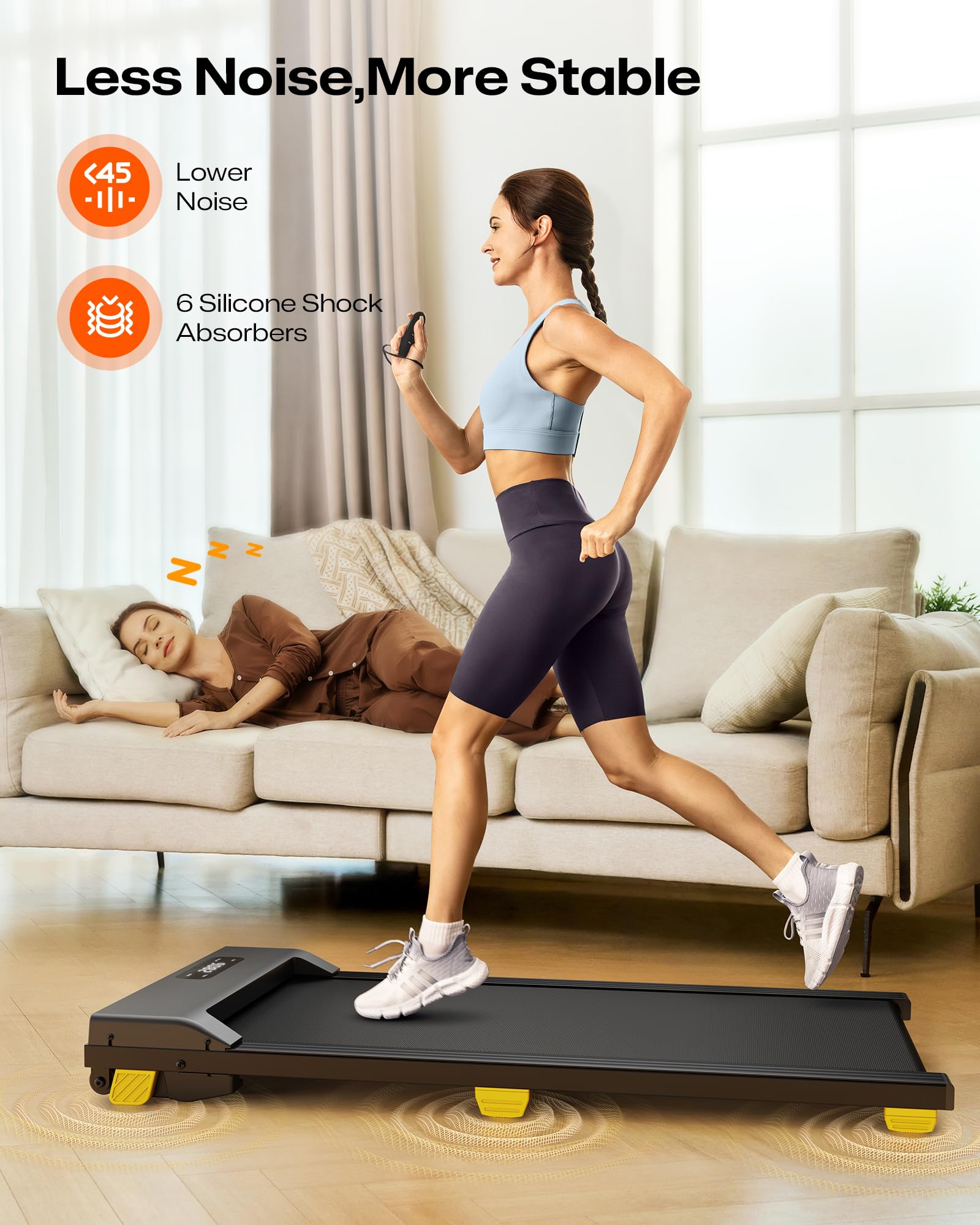 Walking Treadmills for Home, Compact Walking Pad with 38x90cm Running Area, Shock Absorption, Remote Control and LED Display