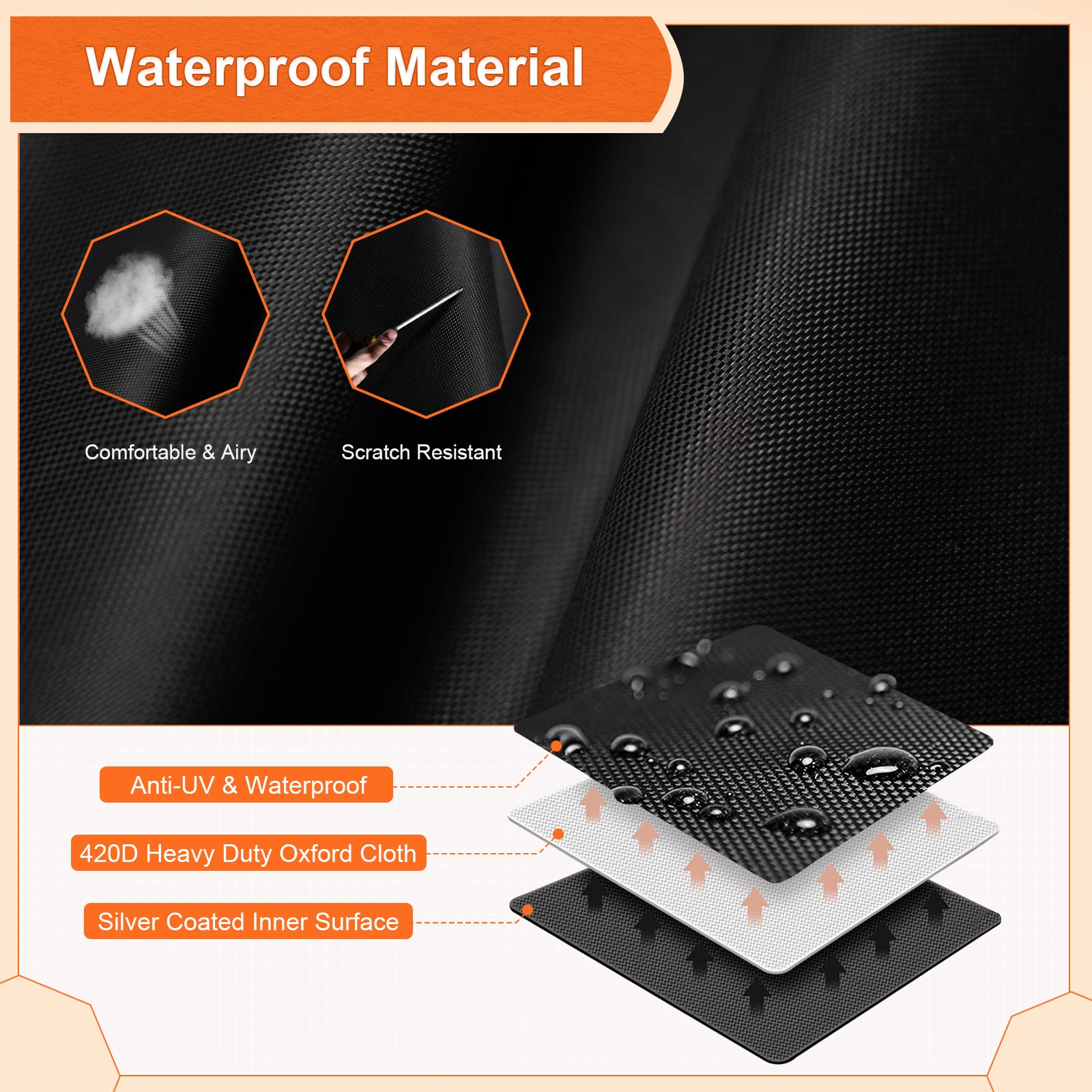 2 Pack Garden Cushion Storage Bag 173x76x51cm 420D Waterproof Outdoor Furniture Cushion Bag Extra Large Christmas Tree Storage Bag with Handle and