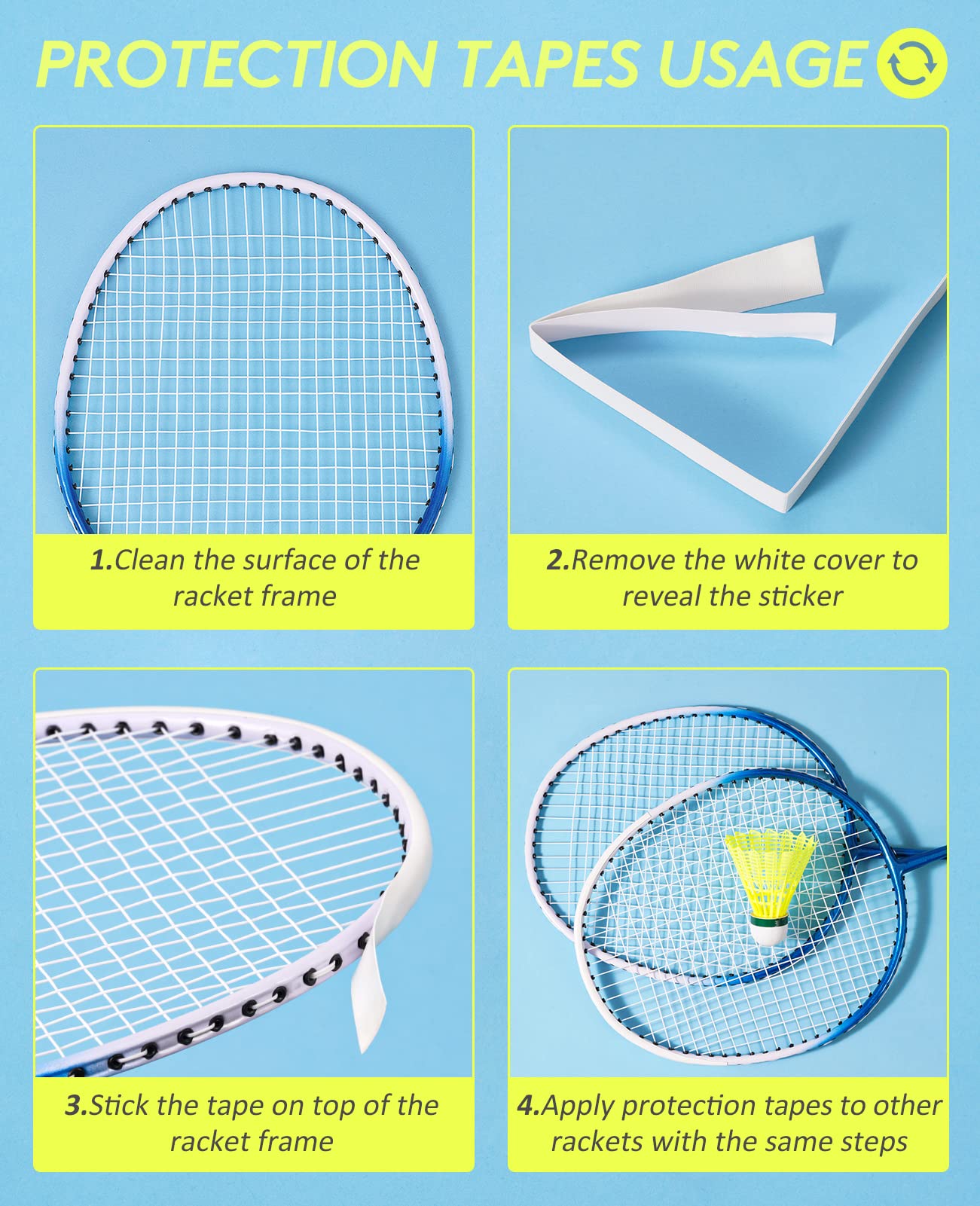 HIRALIY Badminton Rackets Set of 4 for Outdoor Backyard Games, Including 4 Rackets, 12 Nylon Shuttlecocks, 4 Replacement Grip Tapes and 1 Carrying Bag