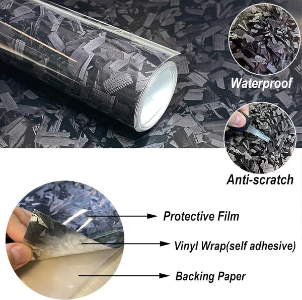 Purple Forged Carbon Fiber Vinyl Wrap, Foneso Self Adhesive Film, High Glossy Car Wrap Roll, Auto Interior Stickers Sheets Films Wraps Without Bubble for DIY Use 1ft x 5ft