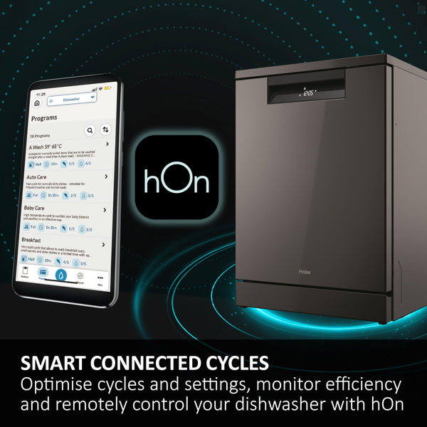 Haier XI1C3TB2FB-80 I-Pro Shine Series 4 Integrated Dishwasher, 11 place Setting, Black Bezel, C Rated