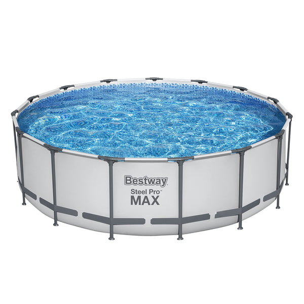 Bestway Steel Pro | Max Round Frame Swimming Pool with Filter Pump, Above Ground Frame Pools, Grey, 15ft