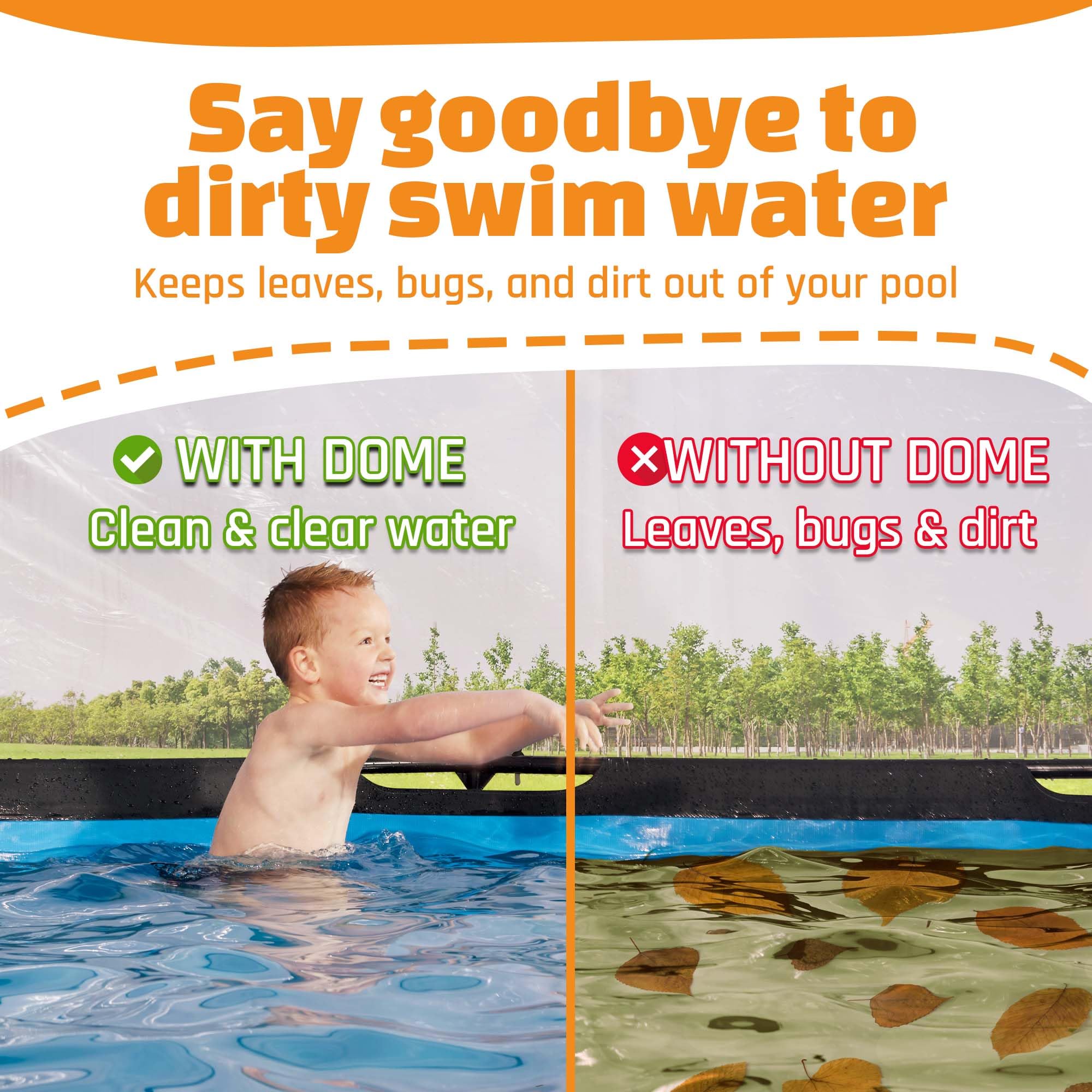 Pool Dome 10 ft - For Intex/Bestway Pools - Keeps Water Warm and Clean - Protects Against Wind and Debris - Excellent Customer Service - Universal Swimming Dome