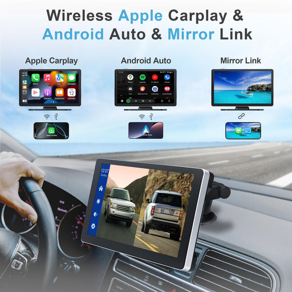 Car Stereo,9 Inch CarPlay Screen for Apple Car play & Android Auto,Portable Car Player Wireless Car Play Screen with Voice Control, Suitable for Most Vehicles (9 Inch +Camera)