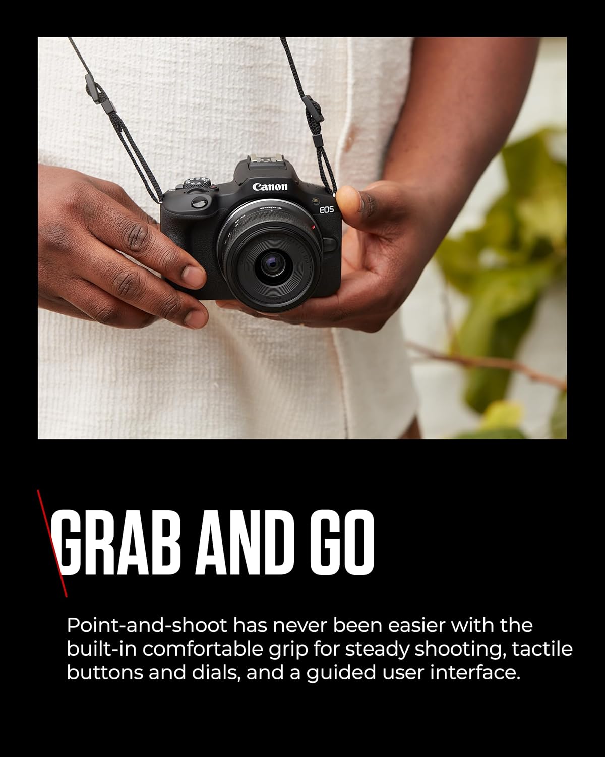 Canon EOS R100 - Compact Mirrorless Digital Camera - 24.1 MP, 4K Resolution - Dual Pixel CMOS AF, DIGIC 8 Processor - 6.5 FPS Continuous Shooting - Face & Eye Detection, Bluetooth, Wi-Fi, GPS