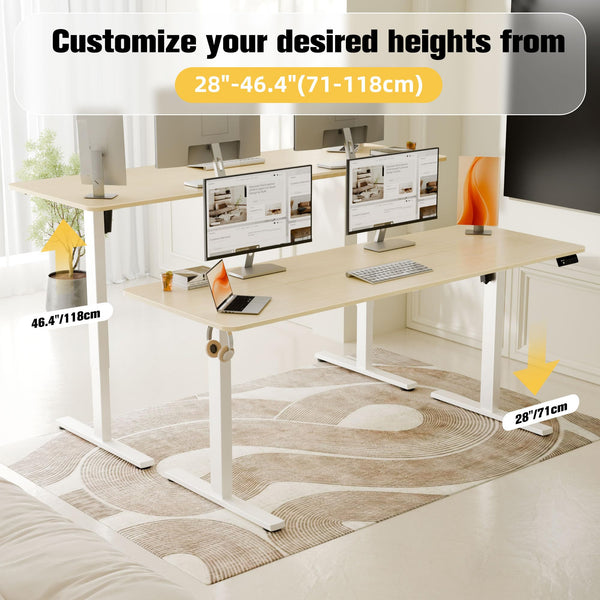 ERGOMAKER Electric Height Adjustable Standing Desk 80x60cm (31.5"x23.6"), Sit Stand Desk with Splicing Top for Home Office (Black Frame + Black Desktop)