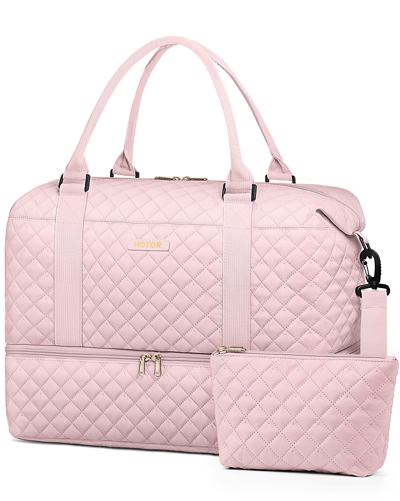 HOTOR Travel Bags for Women - Lightweight Overnight Holdall Bag, Large Carry on Luggage Weekend Bag with Shoe Compartment & Toiletry Bag, Travel Duffel Sport Gym Tote, Black, 34.0 x 45.0 x 20.0 cm