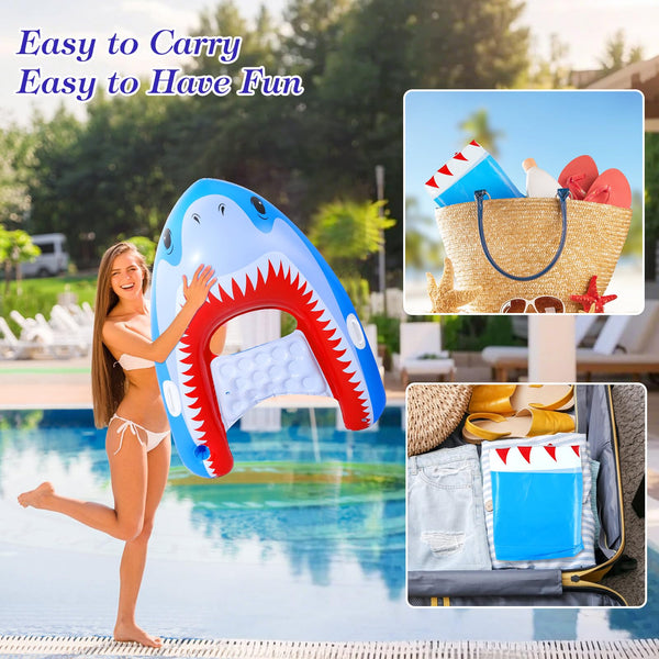MoKo Pool Floats Adult, Floating Bed with Ice Bar, Tanning Bed Pool Raft Inflatable Lounger with Drink Holder Tanning Chair Inflatable Pool Toys for Party Beach Backyard