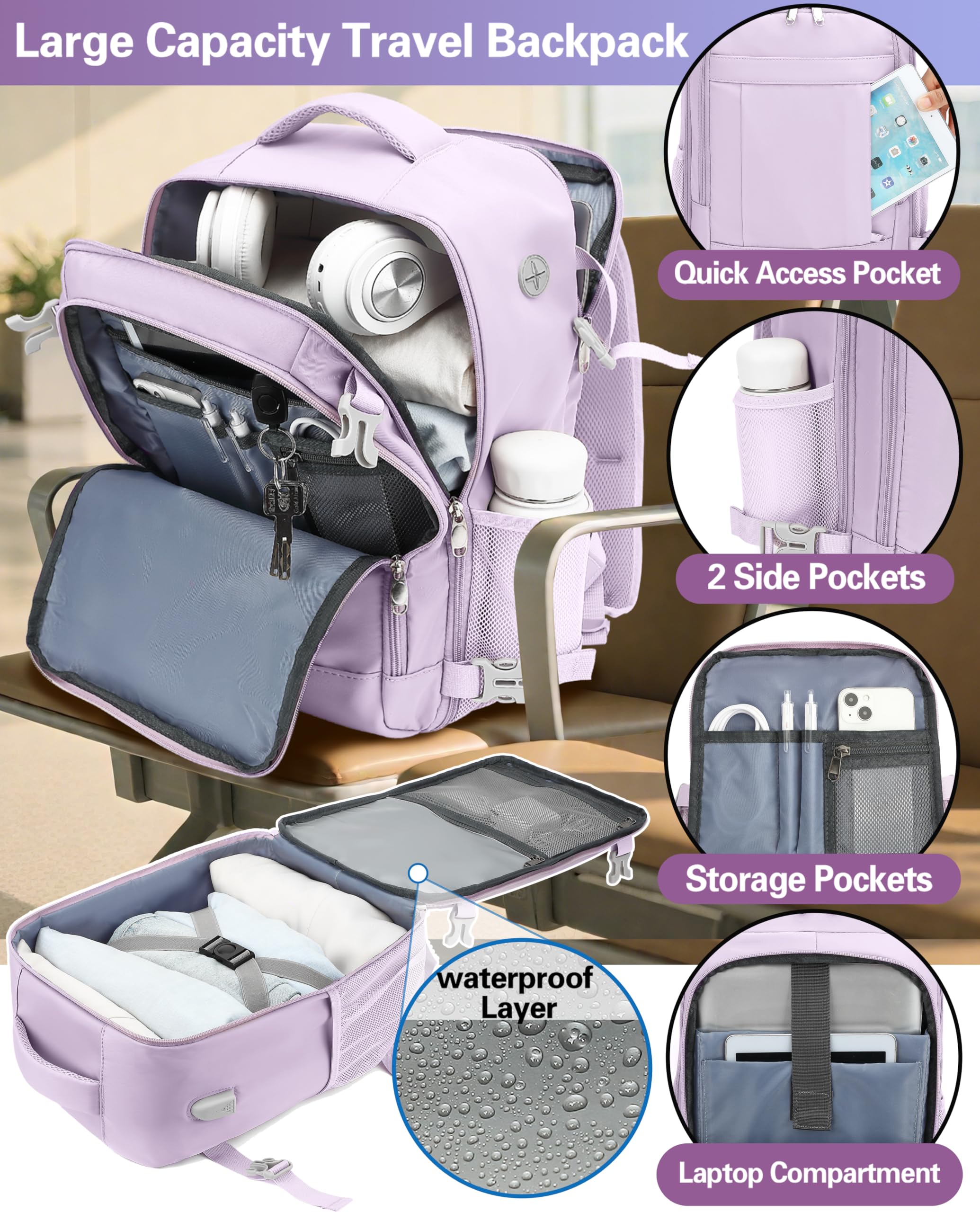 KLOSTAIN for Easyjet Cabin Bag 45x36x20 Travel Backpack Hand Luggage Carry-ons Bag Laptop Backpack Ruscksack for Airplanes Flight New Easyjet Underseat Cabin Bags Fit 14" Laptop Navy