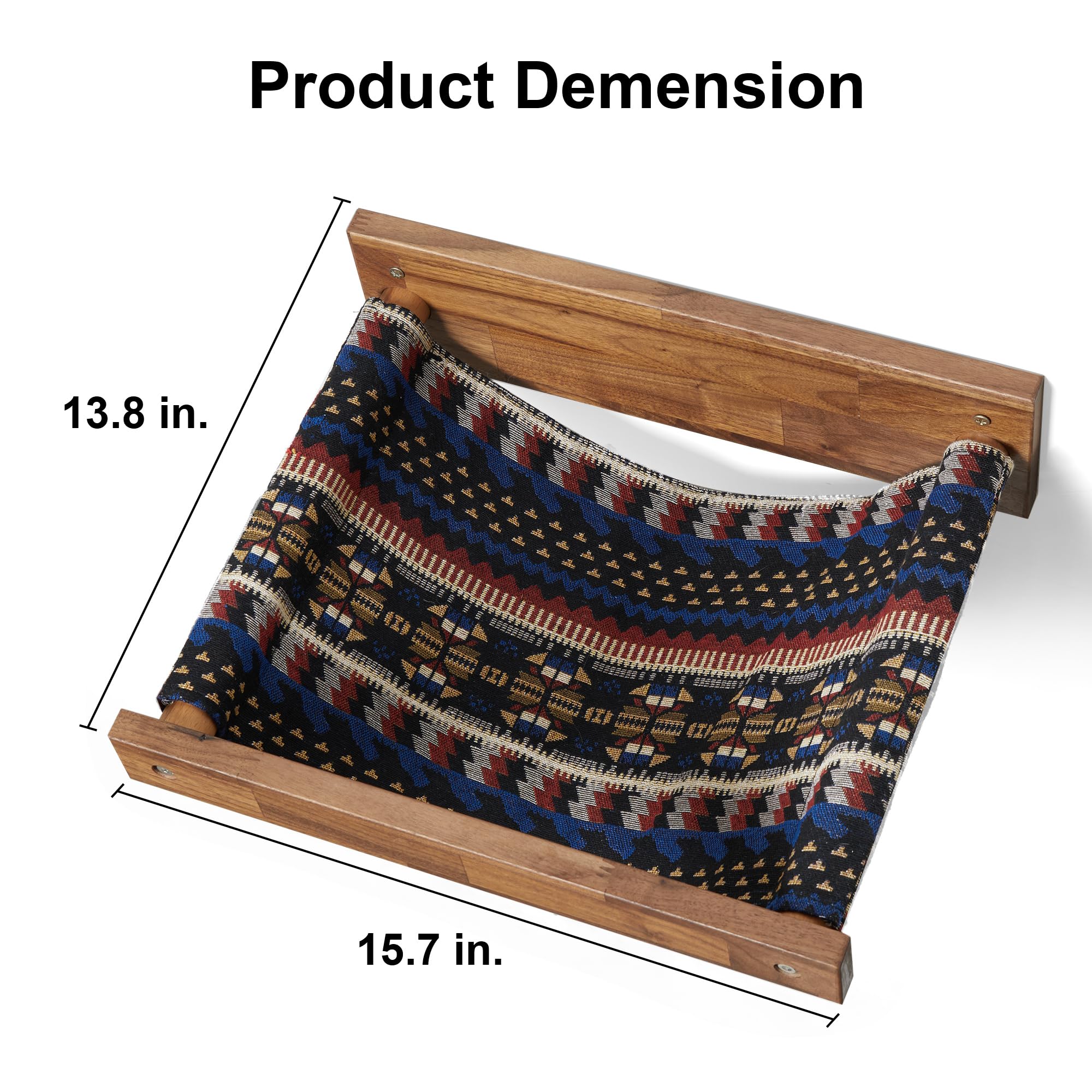 FUKUMARU Cat Hammock Wall Mounted Large Cats Shelf - Modern Beds and Perches - Premium Kitty Furniture for Sleeping, Playing, Climbing, and Lounging -