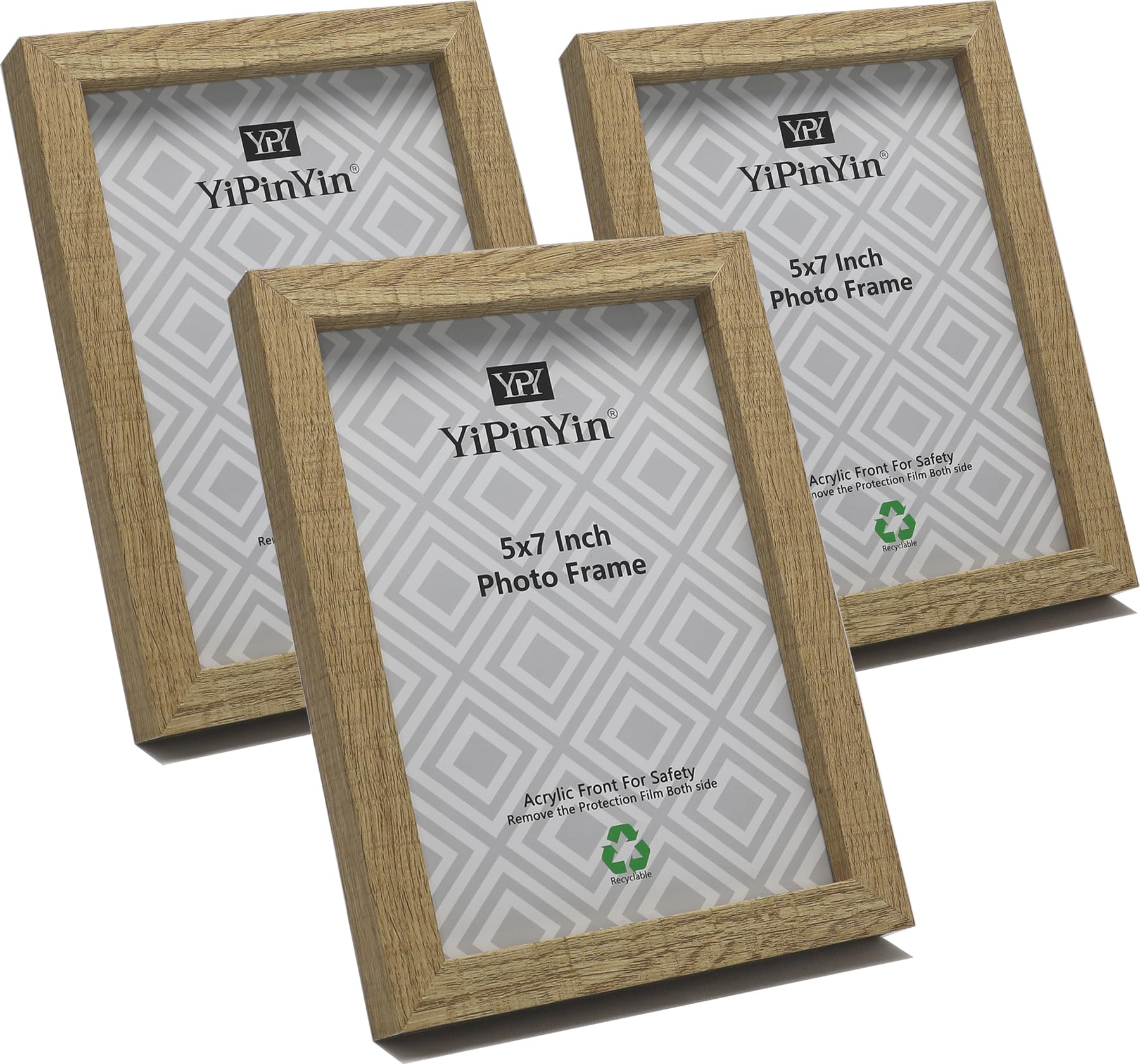 Black 50x70cm Boxed Picture Frames Set of 3 with Mounts for 40x60cm, 70x50cm poster frame with Acid Free mount for 40x60cm photo (Black 3Pack)