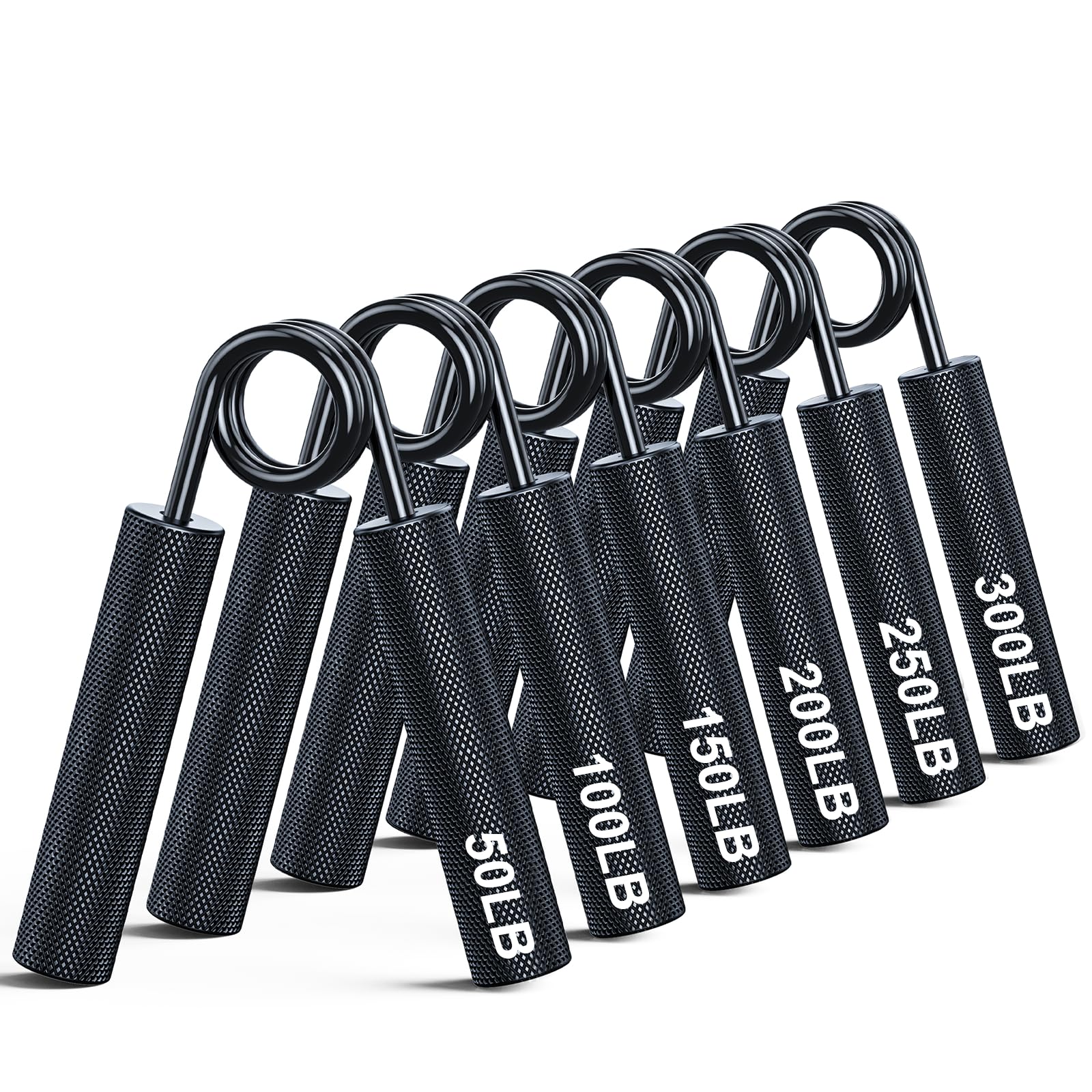 ZEAGUS Grip Strength Trainer 6 Pack,22.5KG-135KG Metal Hand Grip Strengthener,Non-Slip Heavy-Duty Forearm Exerciser,Hand Gripper for Muscle Building