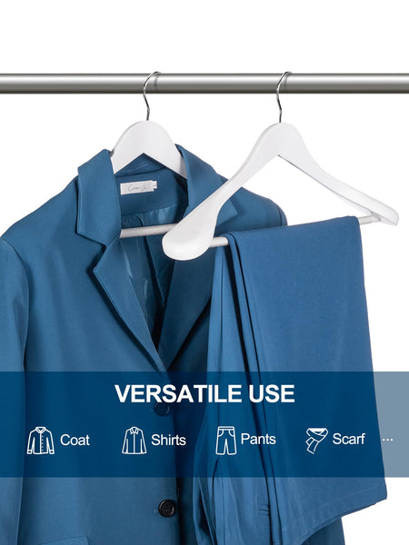 HOUSE DAY High-Grade Solid Wood Coat Hangers for Women, Wide Shoulder Wooden Hangers, Suit Hangers with Non Slip Pants Bar, Smooth Finish 360 Swivel