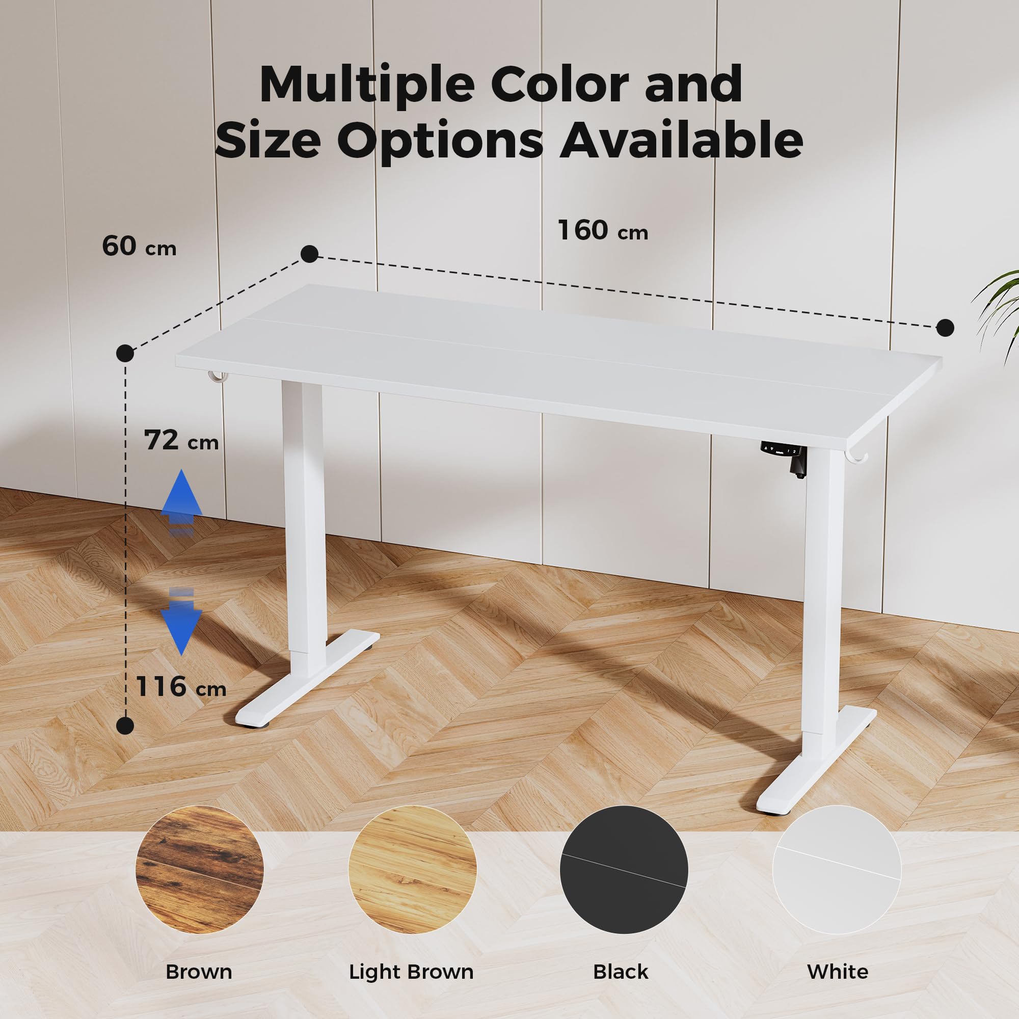 Agilestic L-Shaped Electric Standing Desk, 140cm Height Adjustable Sit-Stand Desk for Home Office, Ergonomic Computer Desk with Spliced Board, White