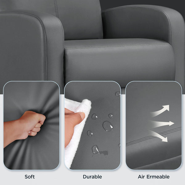 Yaheetech Recliner Armchair Single Padded Seat Boucle Fabric Sofa Lounge Home Living Room Theater Adjustable Leg Rest and Reclining Functions Ivory