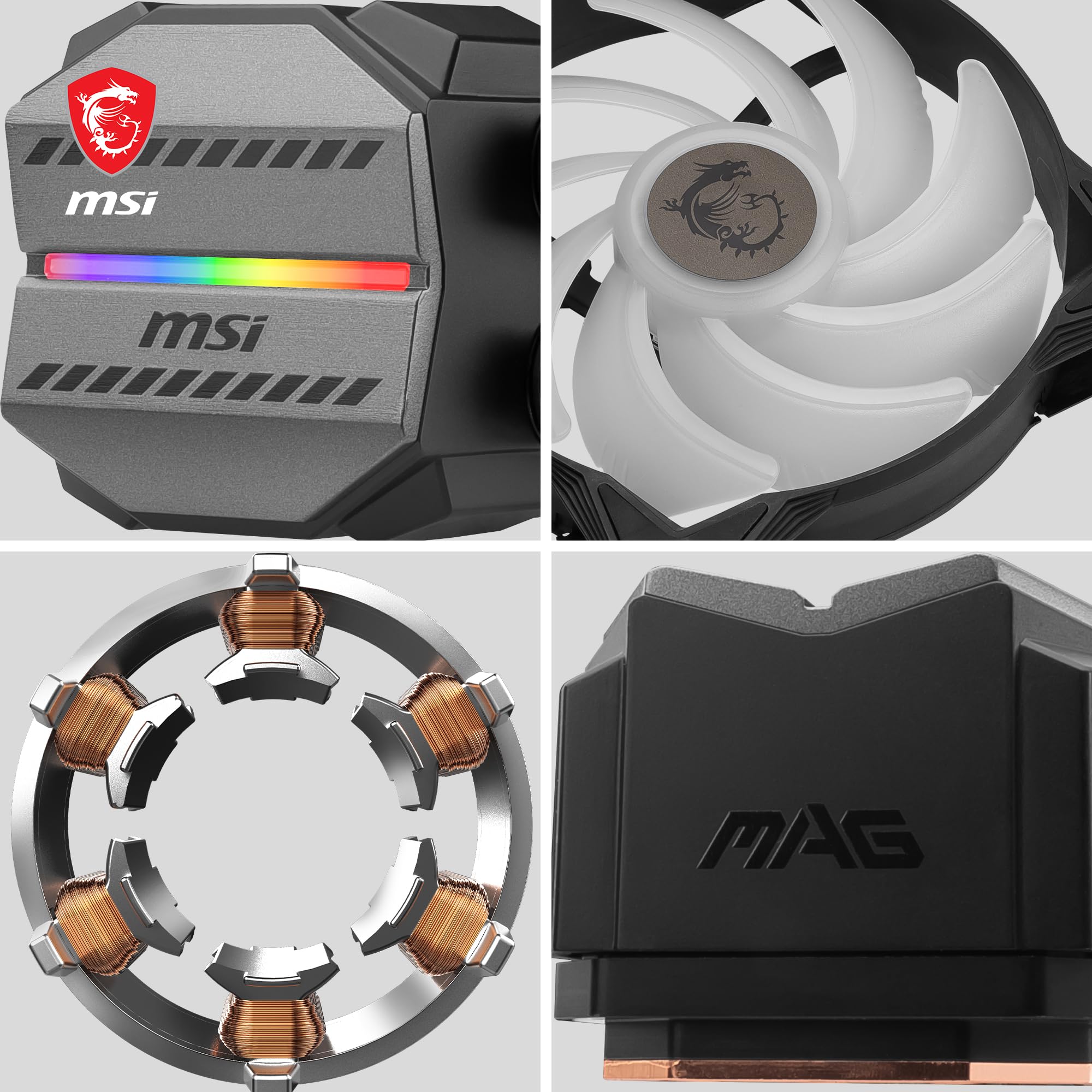 MSI MAG CORELIQUID 360R V2 AIO CPU Liquid Cooler - Rotatable ARGB Blockhead, Integrated Radiator Pump, Split-Flow Water Cooling, Evaporation-Proof Tubing, Easy to Install - AMD & Intel Compatible