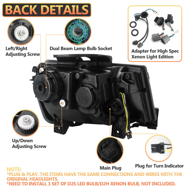 VLAND Motor Headlights compatible with 5th Gen Camaro LS, LT, SS, ZL1, Z/28 2014 2015, w/Sequential Turn signal, Driver & Passenger Side, not include bulbs