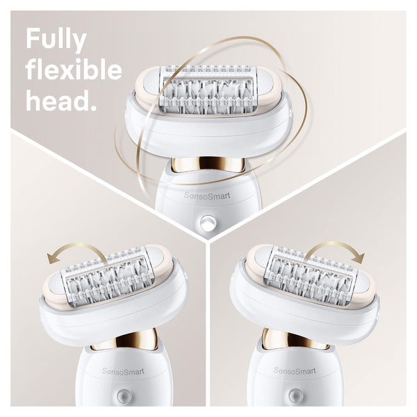 Braun Silk-épil 9 Flex SkinSpa, Epilator with 360° Flexible Head for Easy Hair Removal, Wet & Dry, Lasting Smooth Skin, All-in-One Kit, with Body Mini Shaver, SES9-481 3D, White/Gold