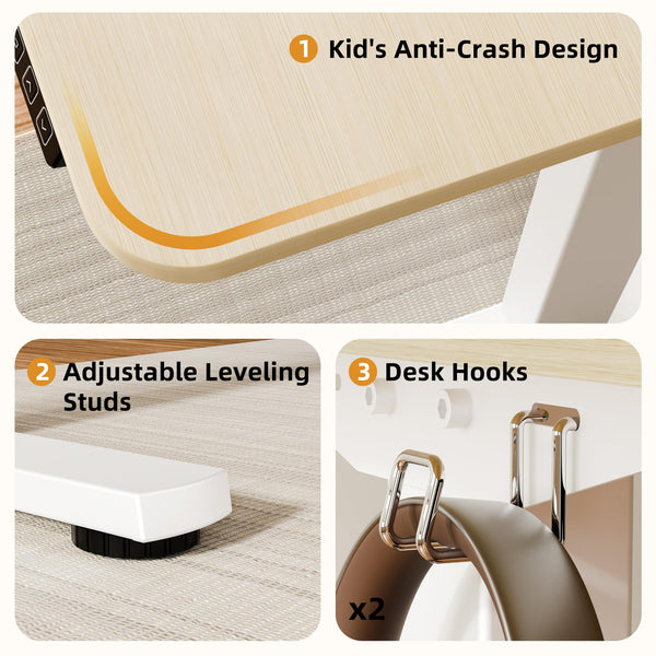 ERGOMAKER Electric Height Adjustable Standing Desk 80x60cm (31.5"x23.6"), Sit Stand Desk with Splicing Top for Home Office (Black Frame + Black Desktop)