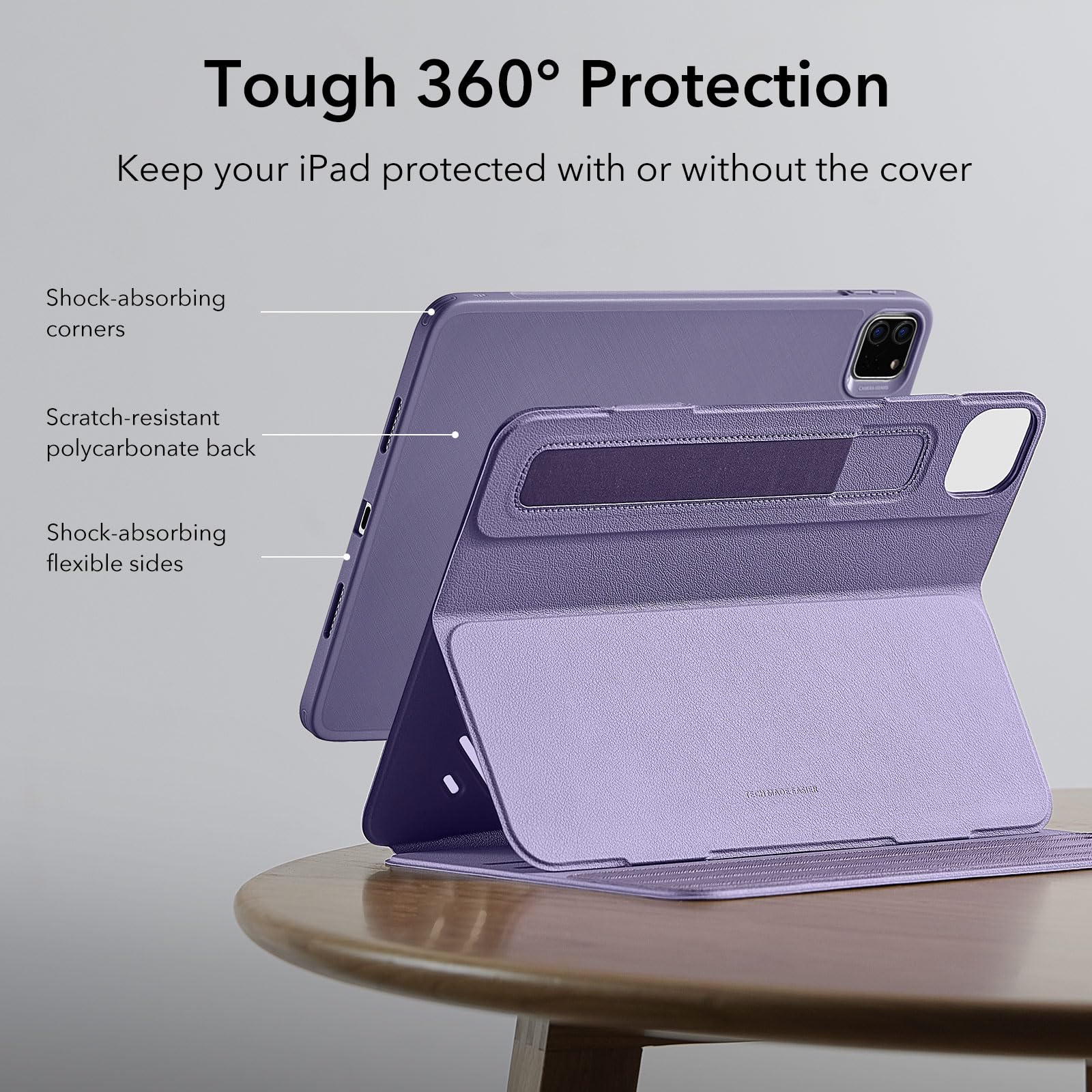 ESR for iPad Pro 12.9 Case (6th/5th Generation, 2022/2021), Removable Magnetic Cover, Adjustable Portrait/Landscape Stand with Raised Display View, 9 Standing Angles, Shift Series, Black