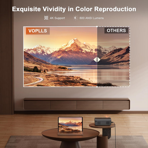 [Netflix Official & Auto Focus/Keystone] Smart Projector 4K Support, VOPLLS 25000L Native 1080P WiFi 6 Bluetooth Outdoor Projector, 50% Zoom Home Theater Movie Projectors for Bedroom/iOS/Android/PPT