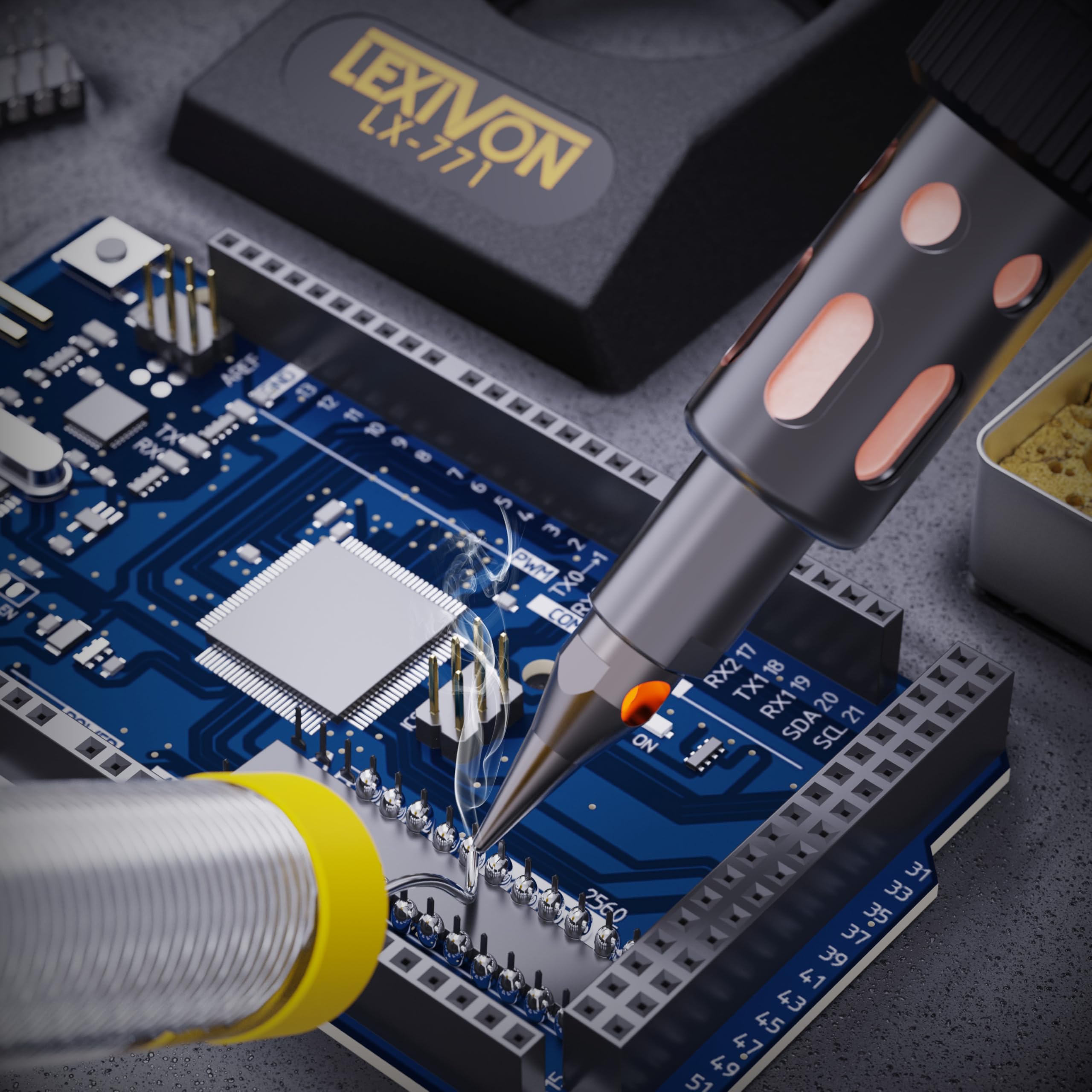 LEXIVON Butane Soldering Iron Multi-Purpose Kit | Cordless Self-Igniting Adjustable Flame 7-Tip Set | Pro-Grade (LX-770)