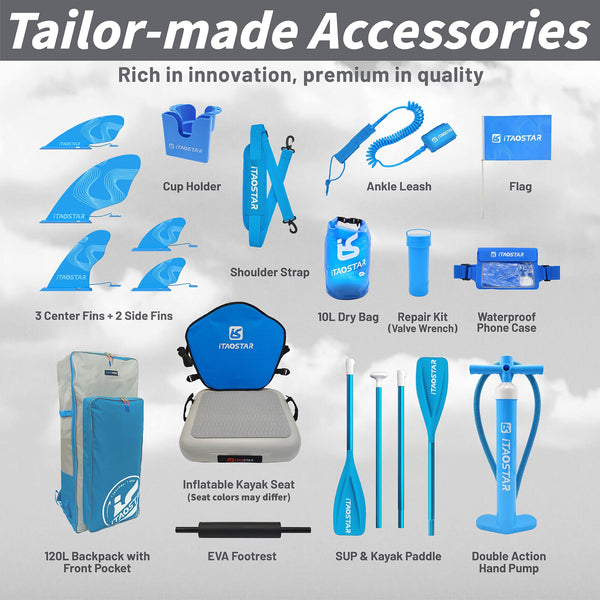 iTAOSTAR Journey 11'6" / 11'×34" / 11'×35" Extra Wide Paddle Board, One-Stop Premium SUP Board Accessories, Tailored Fins, Stable Inflatable Stand Up Paddle Boards for Youth/Adults of All Skill Levels