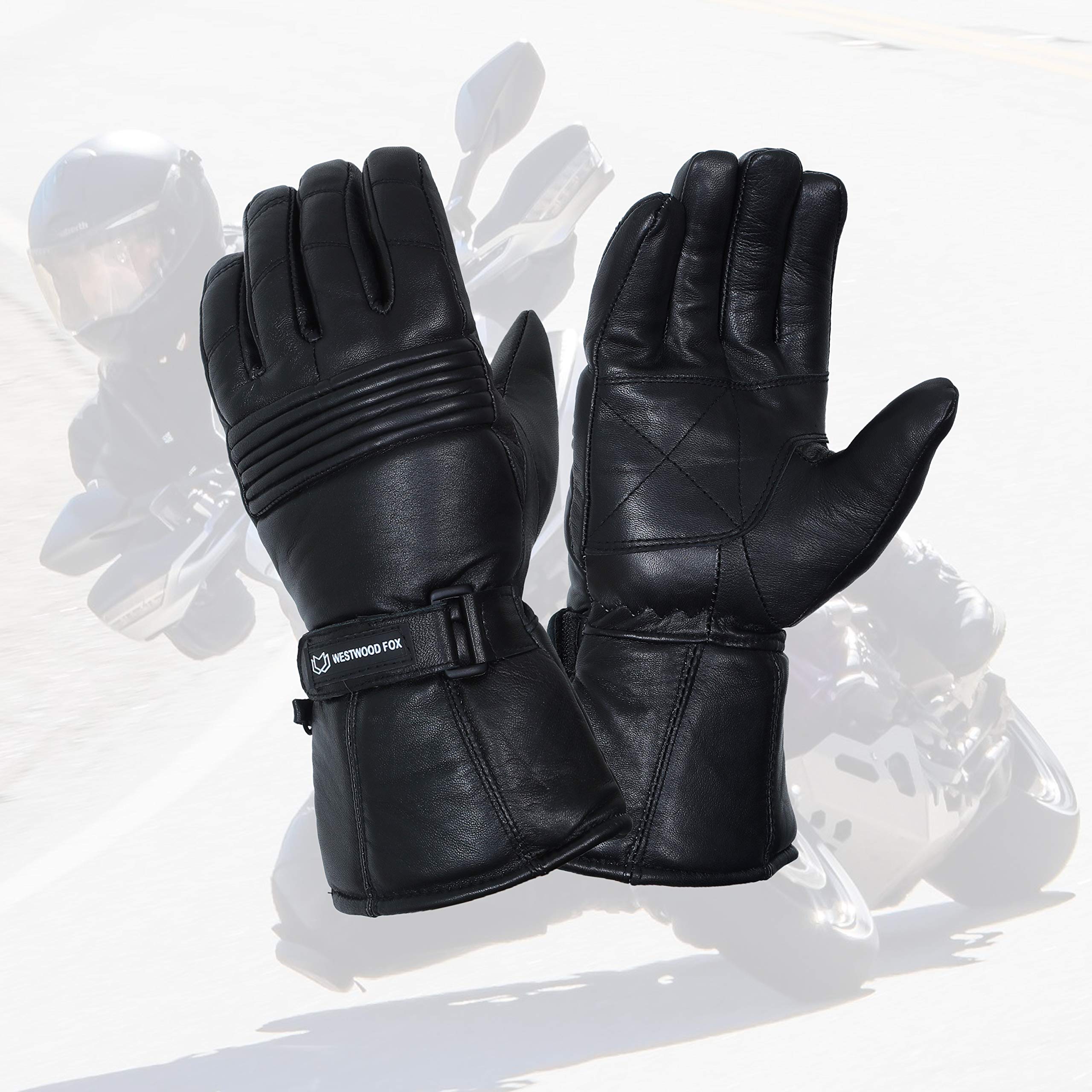 WESTWOOD FOX Motorbike gloves Thinsulate Thermal Motorcycle Leather Gloves Waterproof Winter Summer, mens gloves.
