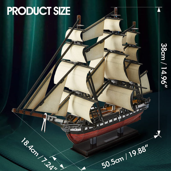 CubicFun LED Pirates of the Caribbean Flying Dutchman Model Kits for Adults to Build 3D Jigsaw Puzzles Ship Model Building Gifts for Adults Kids Girls Boys - 360 Pieces