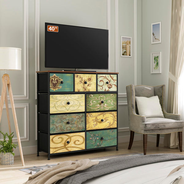 LYNCOHOME Chest of Drawers Bedroom Furniture with 9 Drawers Fabric Storage Organizer Unit for Living Room, Bedroom, Closet Easy to Assemble