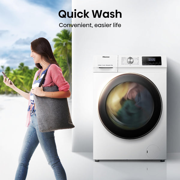 Hisense 3 Series WFQA9014EVJM Freestanding 9 KG Front Load Washing Durable Inverter Machine Steam Wash Quick Wash 15 Washing Programs 1400 RPM White- Energy Rating A