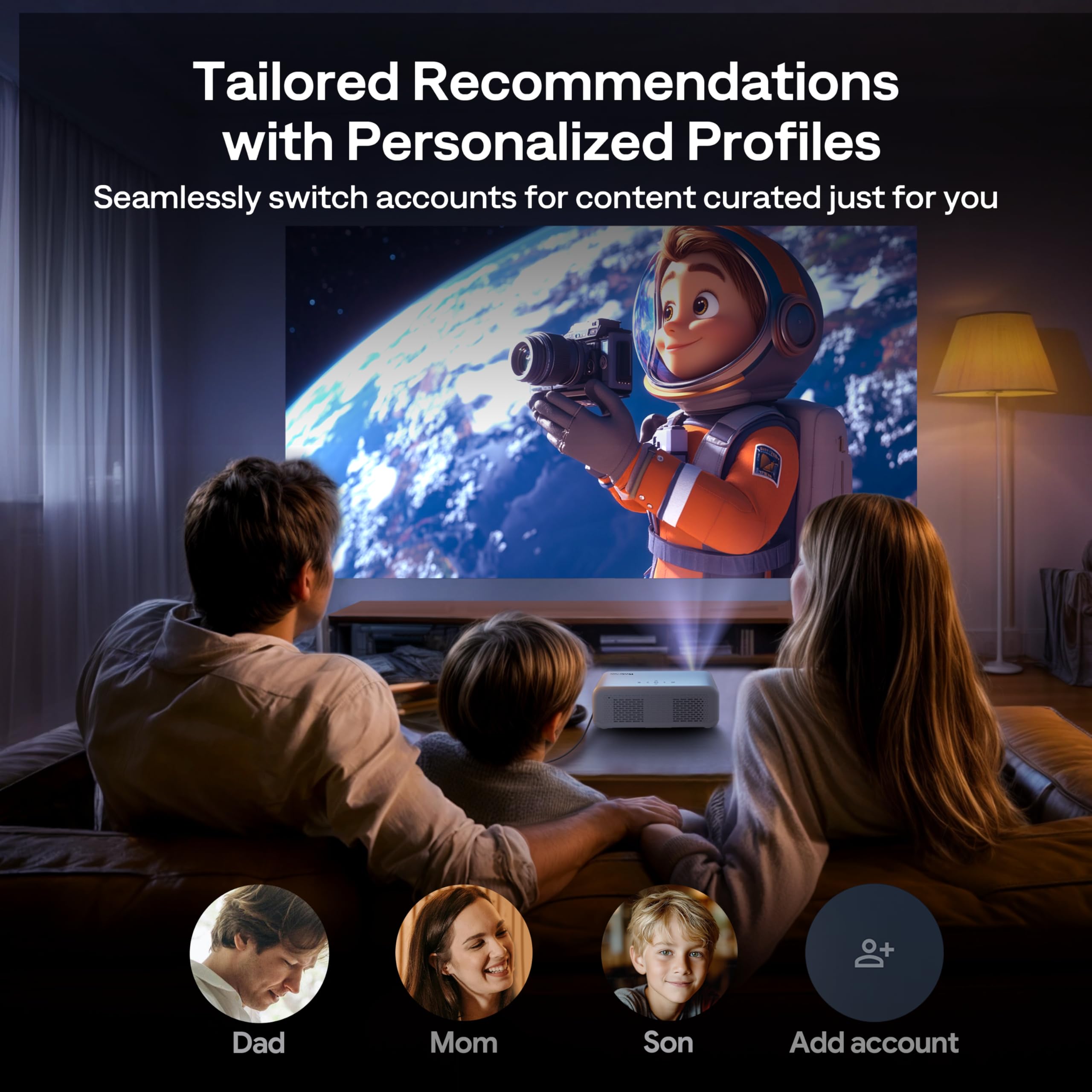 Aurzen EAZZE D1G Official Google TV 4K Supported Smart Projector with WiFi & Bluetooth, Auto Focus & Keystone, Dolby Audio, Zoom, Native 1080P Portable Mini Movie Projector for Home & Outdoor