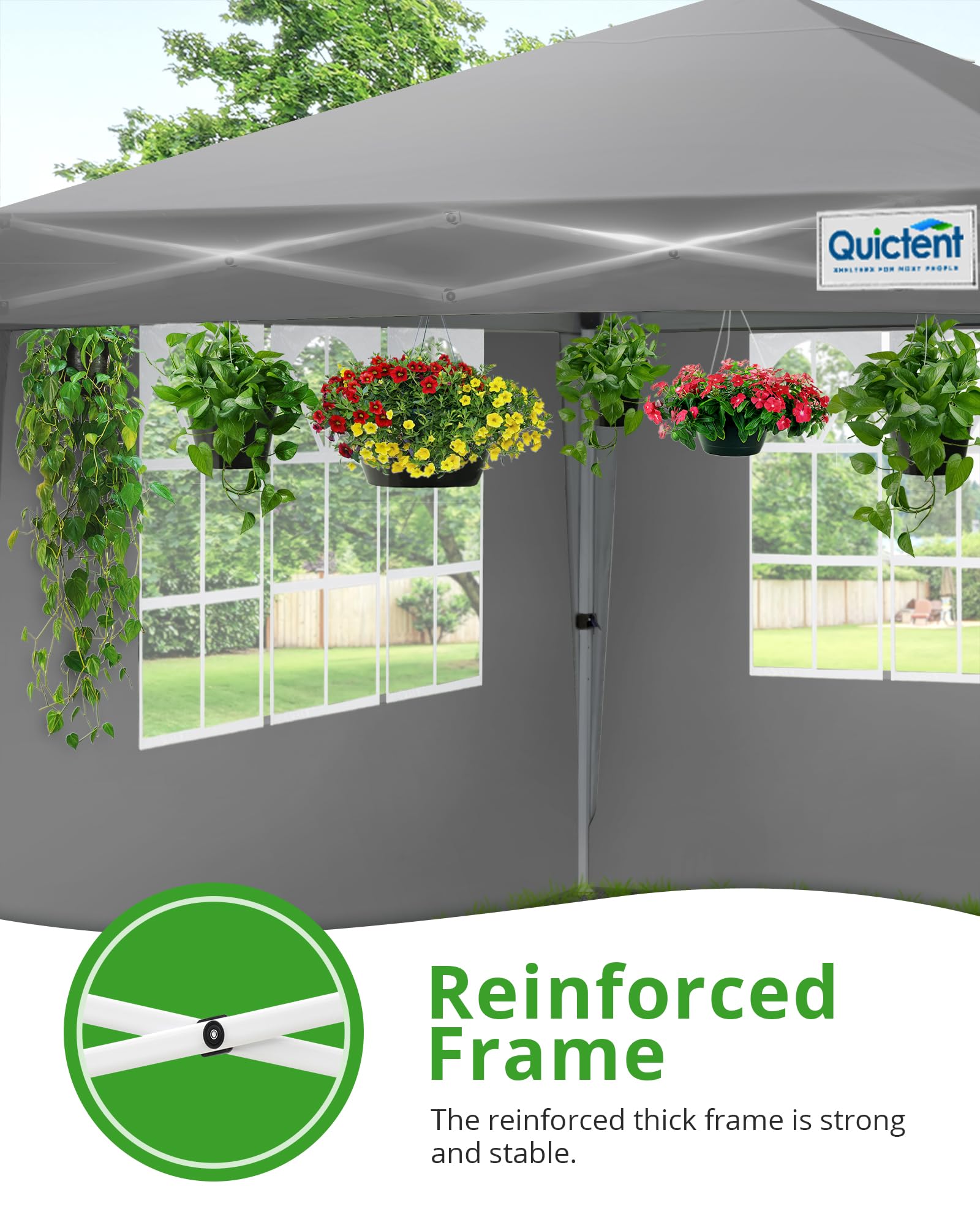 Quictent Pop Up Canopy Gazebo with Removable Sidewalls, Adjustable Height Event Shelter, 3x3m (10x10ft) Portable Tent for Garden Party, Camping, White