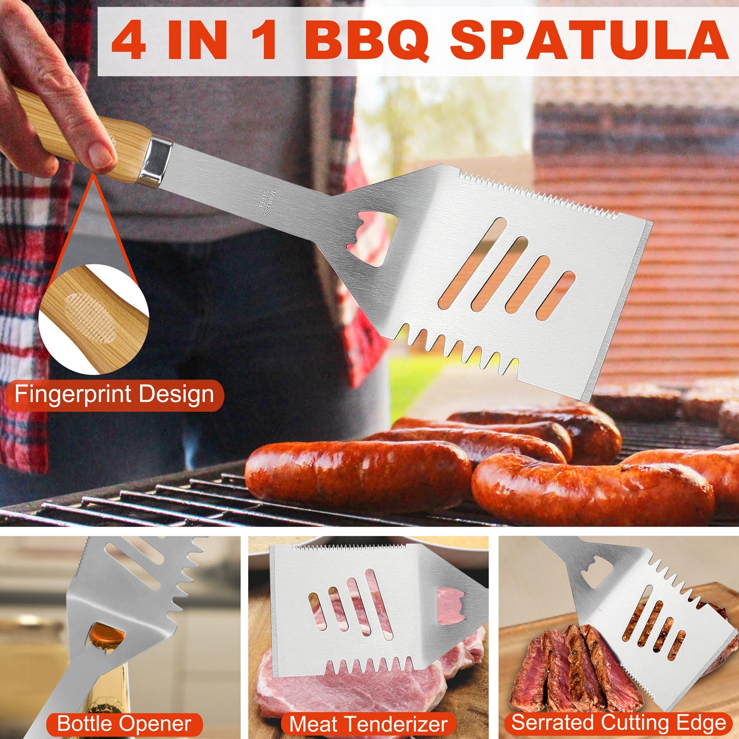N NOBLE FAMILY 30PCS BBQ Accessories Set - Professional Stainless Steel BBQ Tools Set - Various and Complete BBQ Set - Outdoor Camping Barbecue Tool