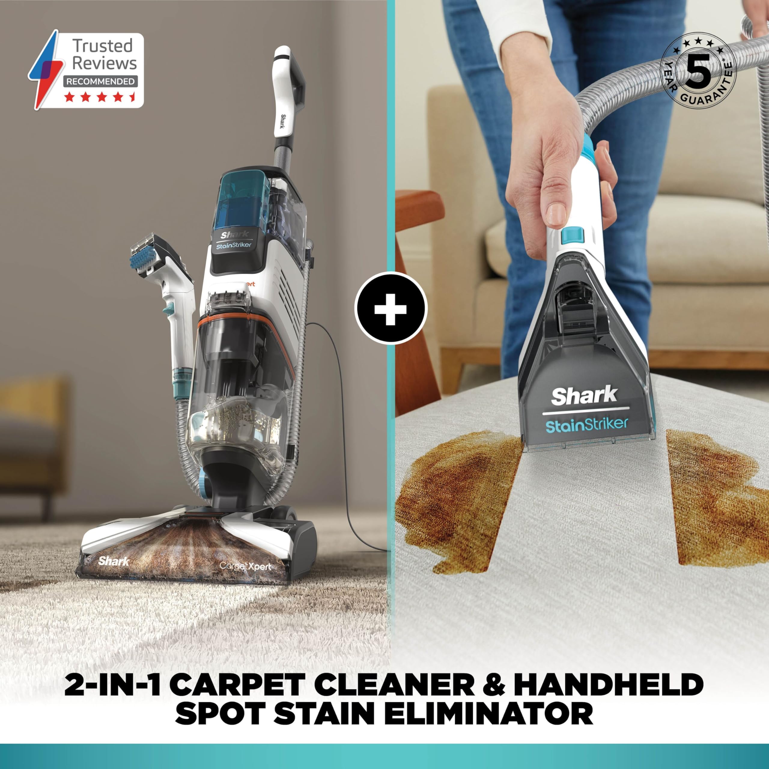 Shark CarpetXpert HairPro Pet Carpet Cleaner with Anti-Clog, Anti-Clump, Anti-Tangle, Removes Stains & Odours from Carpets & Rugs, Includes Deep Clean Pet Formula, 1000W, EX220UK