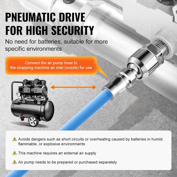 VEVOR Pneumatic Strapping Tool, for 3/4"-1" Width PET Plastic Belt, Packaging Strapping Machine, Handheld Baler, Automatic Packaging Machine with 4000N Max Tension, Portable Banding Strapping Kit