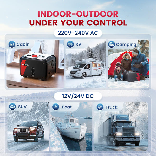 8KW Diesel Heater, HBS1S Portable Diesel Air Heater with App Control, 10-Temperature Settings, 18% Boost in Burning Efficiency, Auto Start-Stop, and 240V AC 12V 24V DC, for Car, Campers, 2025 Upgraded