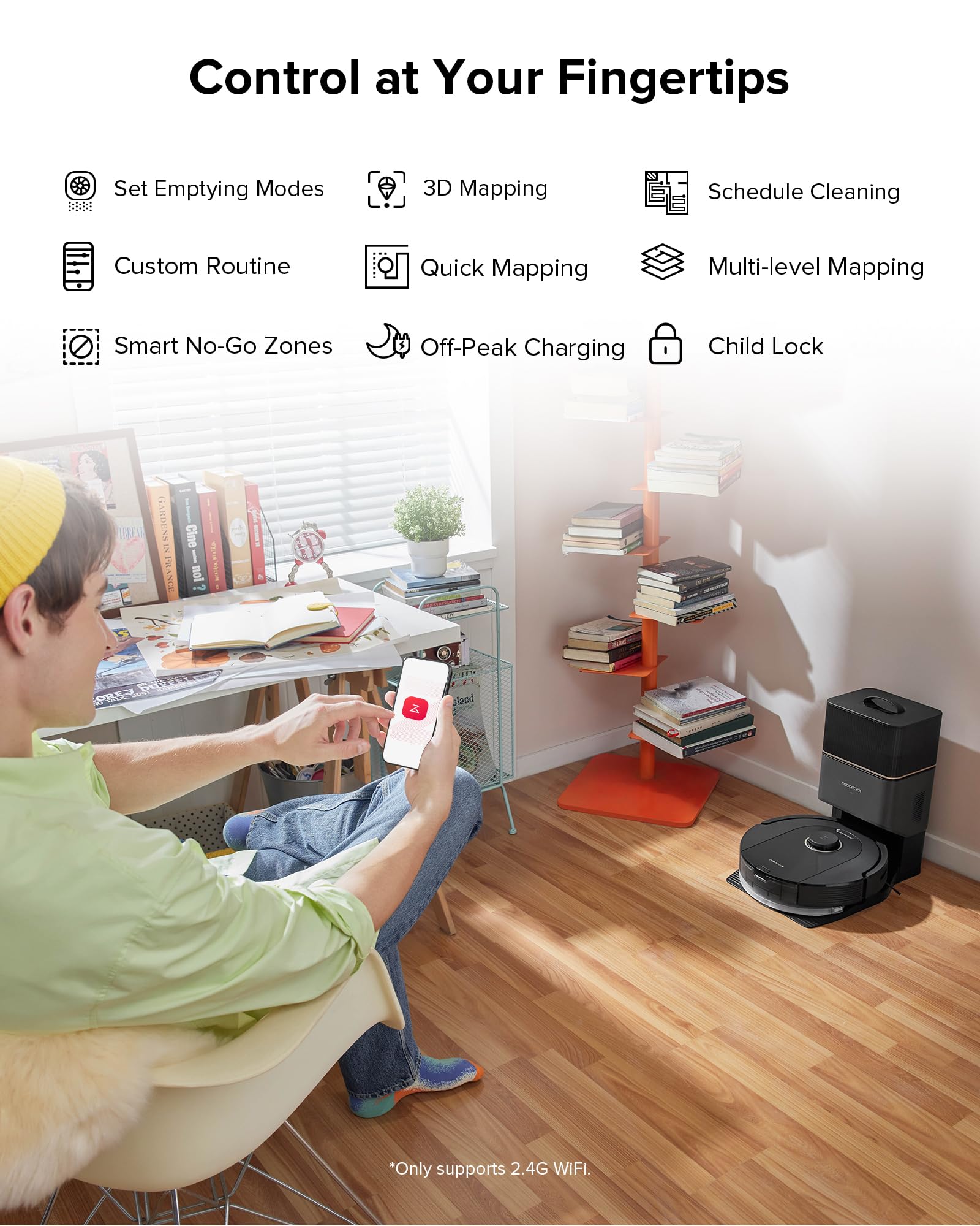 roborock Q5 Pro+ Robot Vacuum Cleaner with Mop, Self Emptying, 5500Pa, DuoRoller Brush, Up to 7 Weeks of Hands Free Cleaning, Precise Navigation, Robot Vacuum and Mop, Ideal for Hard Floors, Pet Hair