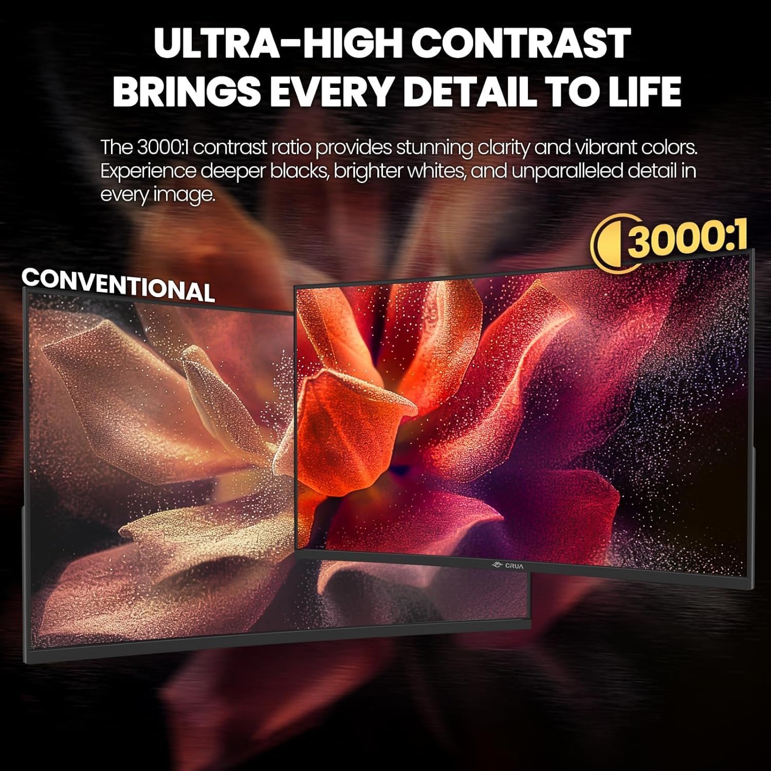 CRUA 30Inch Ultrawide Curved Monitor, 21:9 WFHD(2560x1080P) VA Computer Monitor, 99% sRGB 100HZ 1500R PC Monitors Support FreeSync, Wall-Mounted, with HDMI/DP Display Port-Black