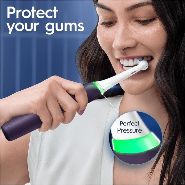 Oral-B iO8 Electric Toothbrushes For Adults, App Connected Handle, 3 Toothbrush Heads, Travel Case & Toothbrush Head Holder, 6 Modes, 2 Pin UK Plug, Violet